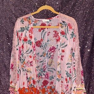 Pink Kimono with flower print